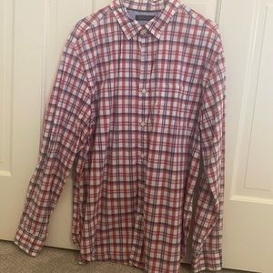 Banana republic mens button down shirt red navy XL